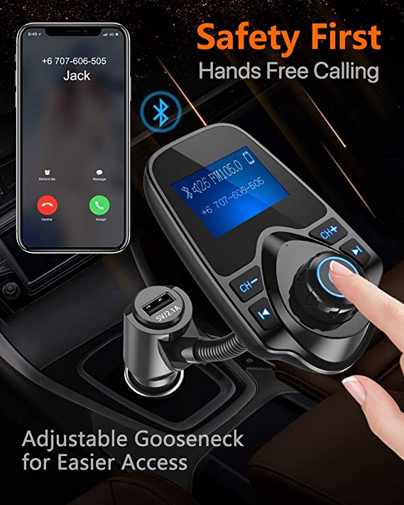 Nulaxy Bluetooth FM Transmitter for Car, Wireless Car Bluetooth