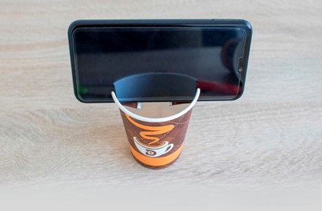 Phone Stand Made of Cups